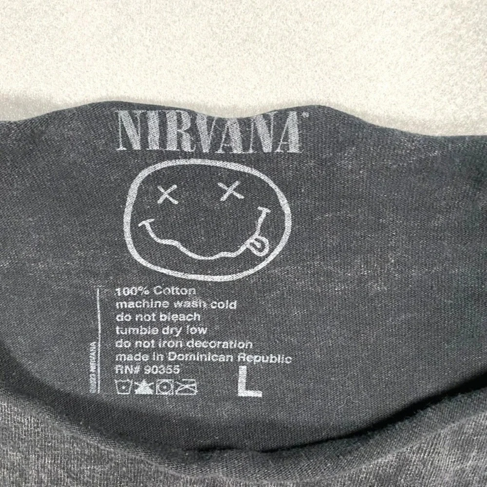 Nirvana In Utero Angel Tee L Charcoal Acid Wash Grunge Rock Thrashed Reprint - Picture 2 of 8